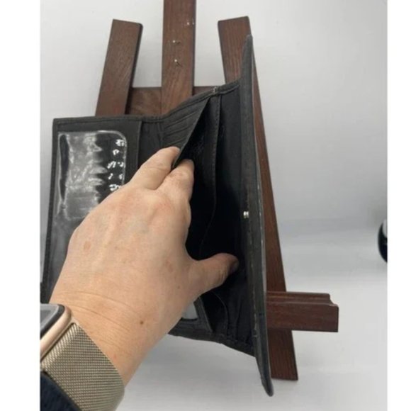 Fossil Popstitch Soft Black Leather Trifold Wallet & Checkbook Cover - Picture 6 of 7